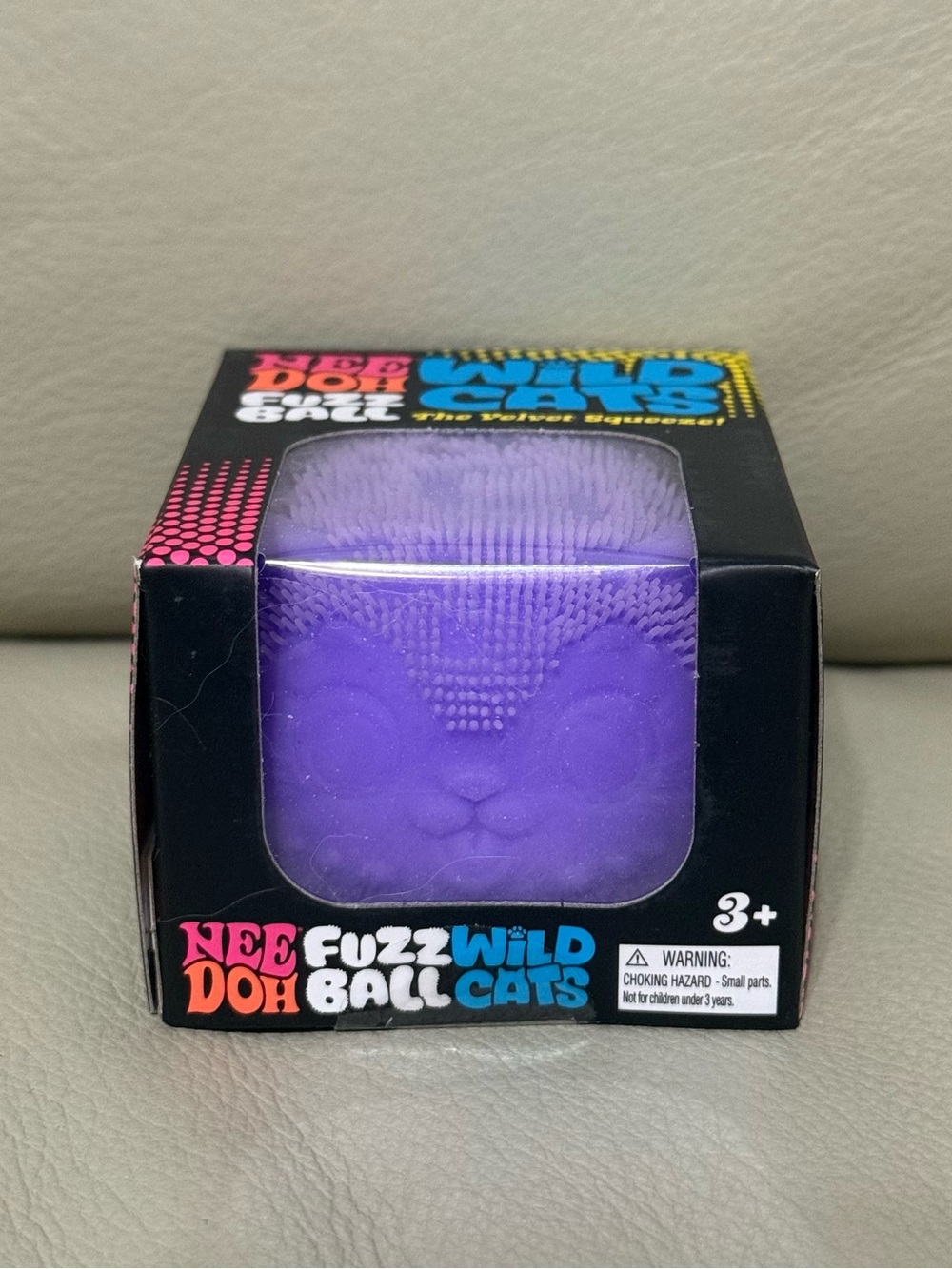 Needoh Wildcat FuzzBall Purple Cheetah Leopard Print The Velvet Squeeze Squishy